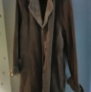 100% leather mid thigh tan jacket